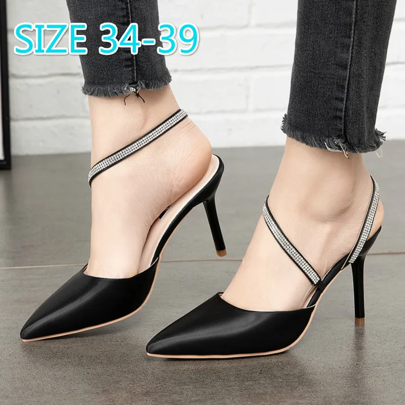 

Thin Heels Wedding Party Shoes for Women High Heels Pointed Toe PU Fashion High Heels Women Pumps Shoes Women Spring crystal