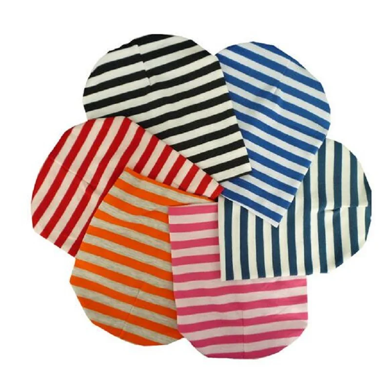 Детская шапка хлопковые шапки в полоску для мальчиков и девочек осенне зимние