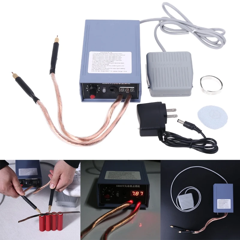 US $75.82 5000W Battery Spot Welder Kit Welding Tools Portable Adjustabl Spot welding Machine 02MM Nickel strip for DIY 18650 Battery US