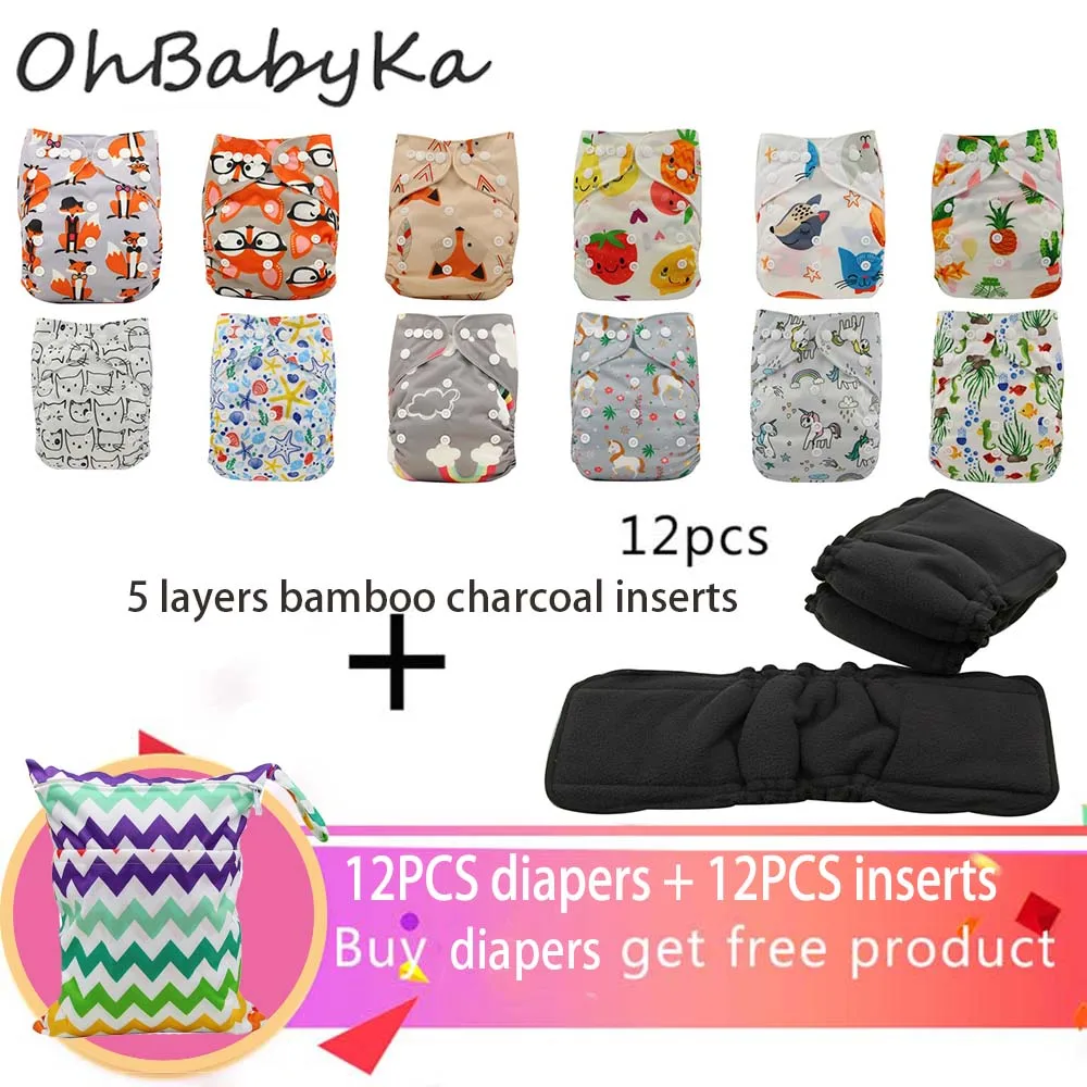 Ohbabyka 25 шт./упак. моющейся тканью под которыми легко скрыть Подгузники Регулируемая Многоразовые Единорог пеленки Многоразовые подгузники из ткани тканевые подгузники подходит на Возраст 3-15 кг