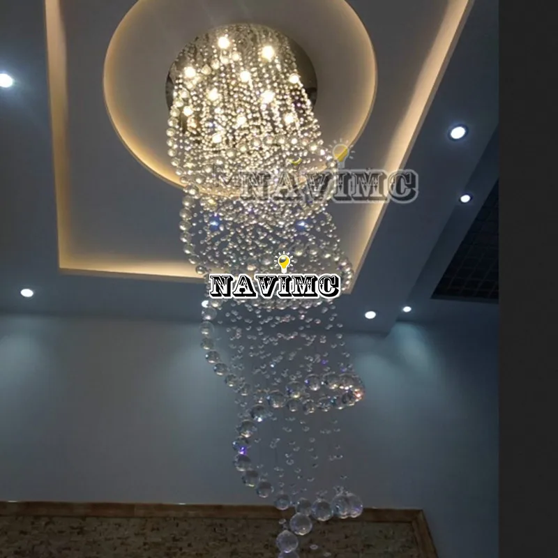 D80CM Современная led спиральная люстра, хрустальная люстра светильники длинные лестницы свет для лестница для гостиницы фойе гостиной