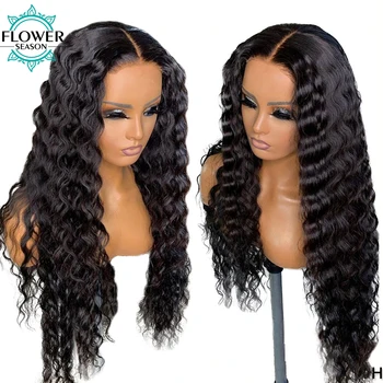 

Deep Wave Fake Scalp Human Hair Wigs 150 Density Brazilian Remy 13x6 Lace Front Wig Hd Lace for women FlowerSeason