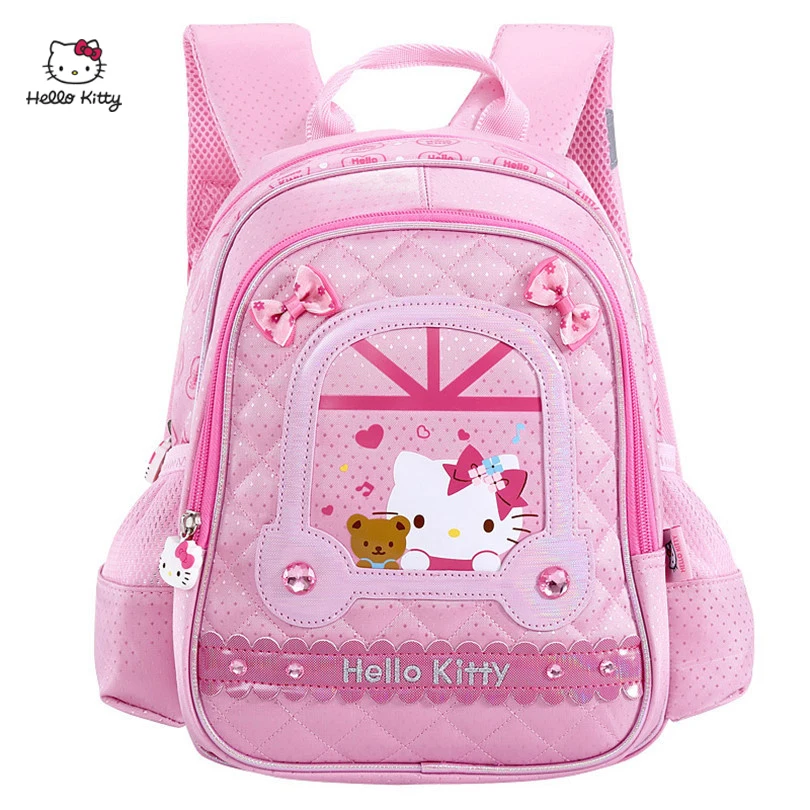 HELLO KITTY популярный рюкзак для девочек из полиэстера, Молодежный Школьный Рюкзак Для Путешествий, сумка для ноутбука, сумка для книг на молнии, рюкзак большой вместимости