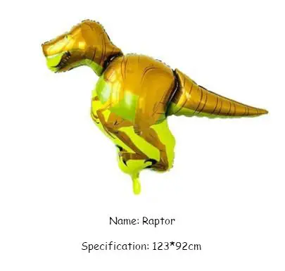 Воздушный шар с динозавром, 1 шт., 3D фольга, стоящий зеленый динозавр, красный дракон, на день рождения, декоративные вечерние принадлежности для мальчиков, детские игрушки, гелиевые шары - Цвет: Raptor