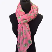 Greek Sorority Letter Custom Logo Pink Green Leaf  scarf Lady shawl
