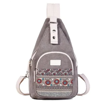 

Canvas Chest Bag Unisex Casual Bag Personality Ethnic Style Retro Shoulder Bag Backpack
