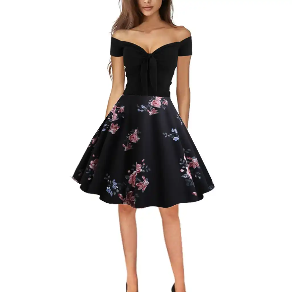 1950s off shoulder swing dress