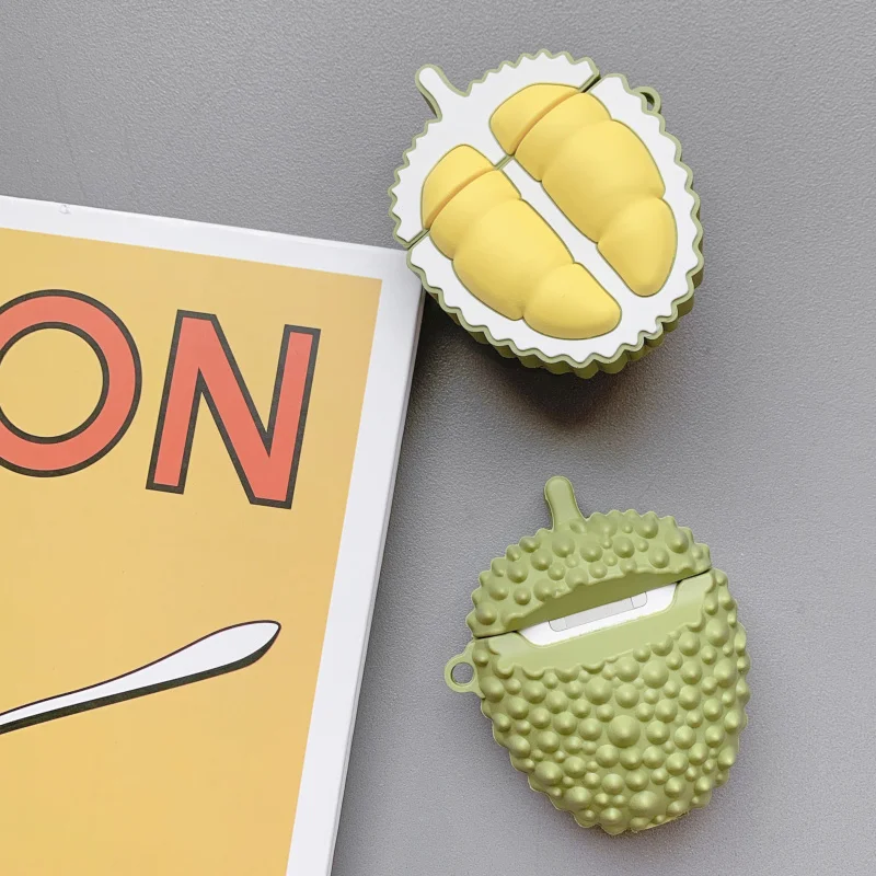 

Earphone Case For Apple Airpods Cute Cartoon Cover For Airpods 2 Case Fruit Durian Silica gel Cover For Earpods Case Ring Strap