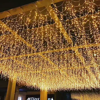 

Christmas Lights Outdoor Decoration 4m 8m 16m 20m Droop 0.6m Led Curtain Icicle String Lights New Year Garland Fairy Lights