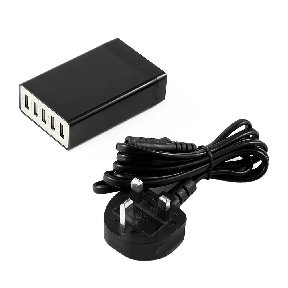 5 в 8A 5 портов USB зарядное устройство с кабелем для передачи данных высокоскоростное зарядное устройство для телефона настенный адаптер Зарядка для смартфона зарядное устройство розетка Великобритания США ЕС