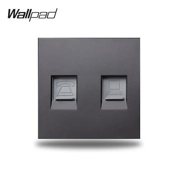 

Wallpad S6 Black White Telephone RJ11 Computer Internet Data RJ45 CAT6 Wall Wiring Outlet Socket Modular DIY Free Combination
