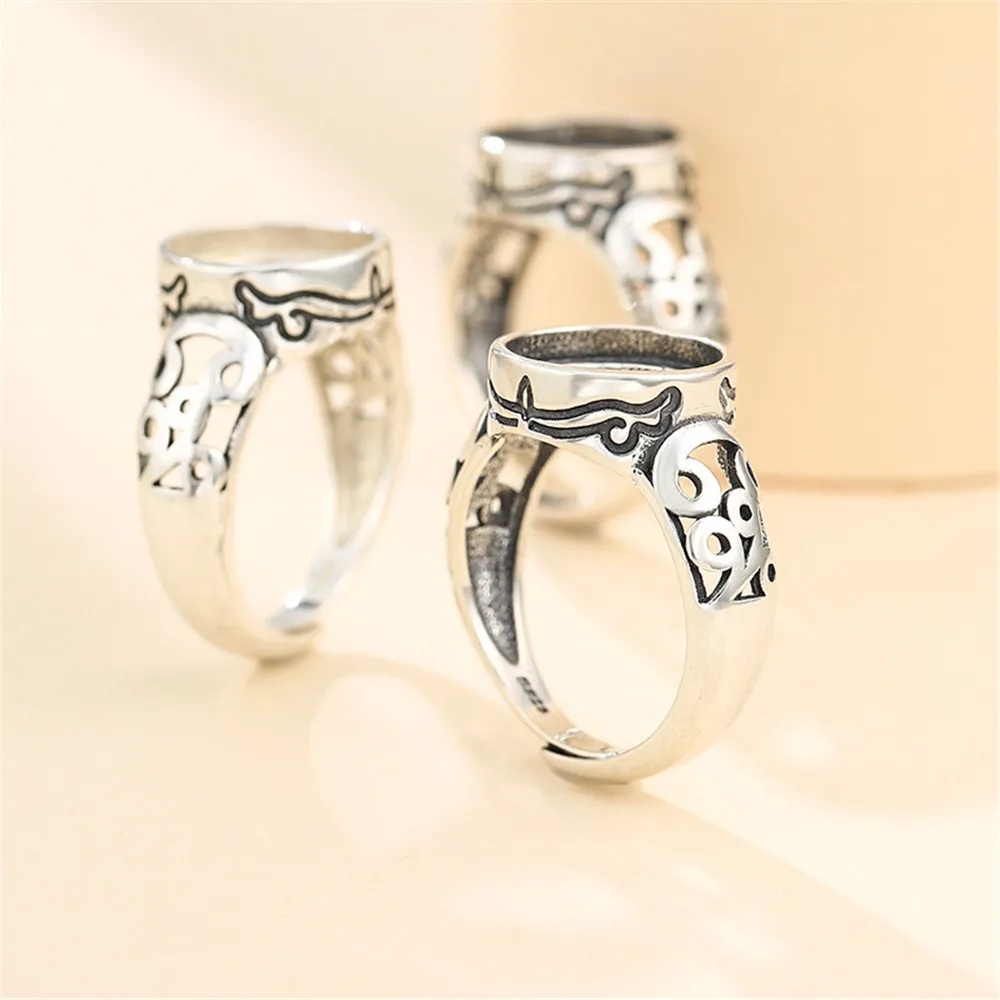 Ring Blank for 12x12mm Round Cabochons Adjustable Ring Base Thai Sterling Silver Ring Setting SR0195