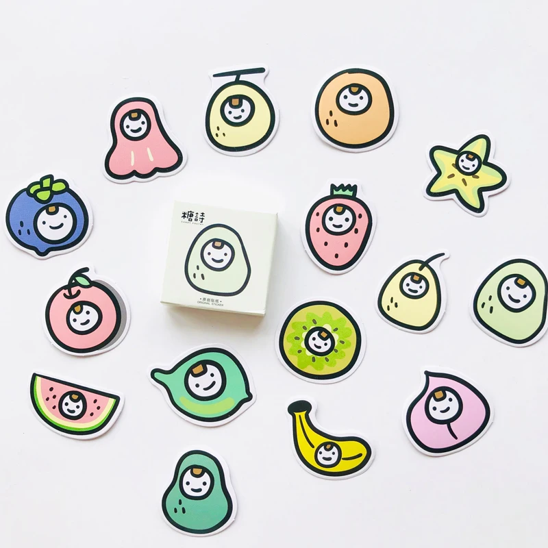 

45 pcs /Box Black Line Avocado Fruits Heads DIY Decorative Stickers