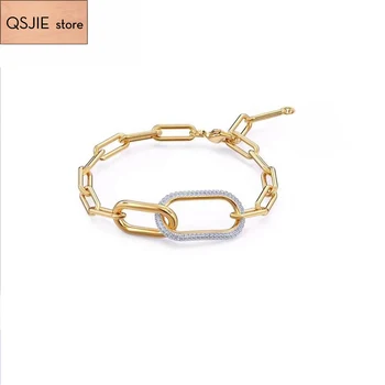 

QSJIE High quality SWA, new style, modern charm, simple elliptical chain bracelet Glamorous fashion jewelry