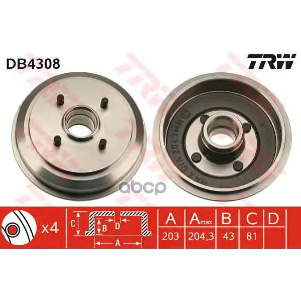 Барабан Тормозной Trw/Lucas Db4308 TRW/Lucas арт. DB4308