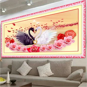 

DIY 3D Cross stitch Sets Embroidery painting Precise Printed Rose swan Counted Cross-Stitching kits printed on canvas needlework