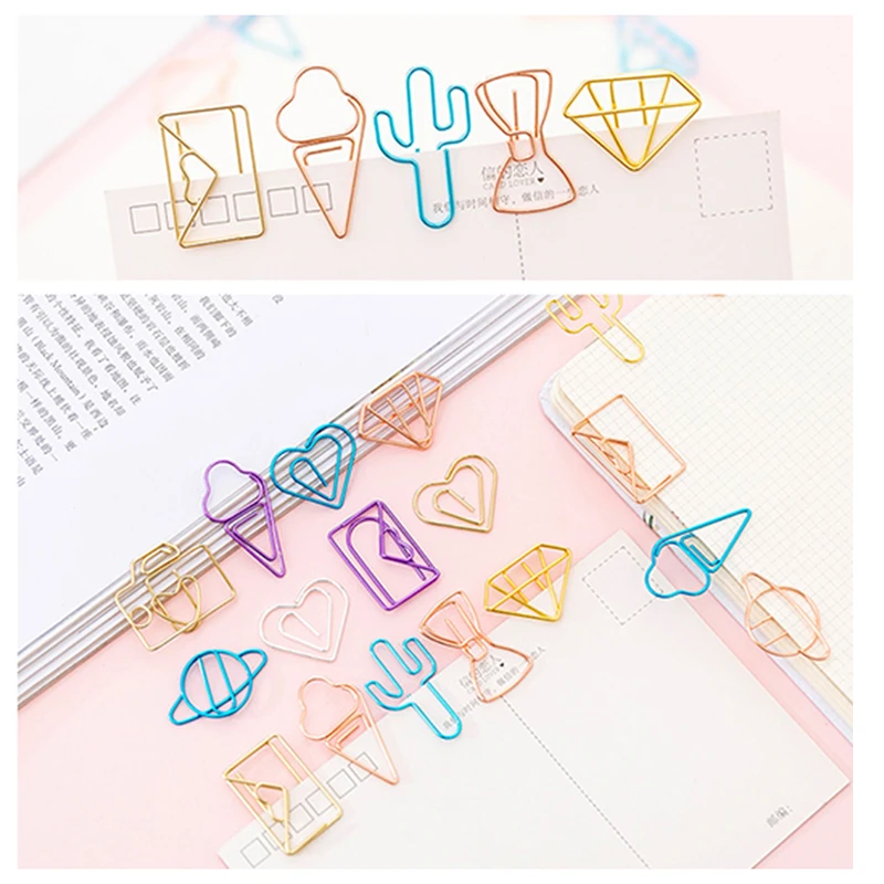 Mini Clips de papel Kawaii de papelería, carpeta de Metal transparente para fotos, billetes, Notas y Letras