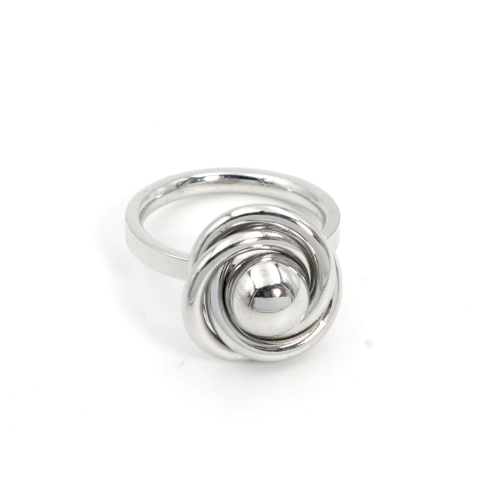 New Fashion Stainless Steel 18 K Round Bead Flower Rings Korean 3 Circle Round Gold Color Rings Party Gift Jewelry Anillos Mujer finger ring,stainless steel ring,ring set,gold color rings