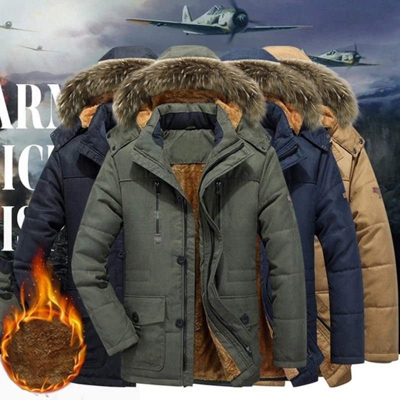 Большой Размер 7XL, зимняя мужская куртка, толстая шерсть, флис, теплая верхняя одежда, ветрозащитная парка с капюшоном, мужские пальто, ветровка, мужская куртка