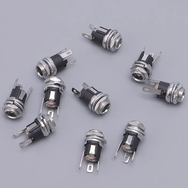 

New 10pcs DC Power Supply Jack Socket Female Panel Mount Connector 5.5x2.1mm New