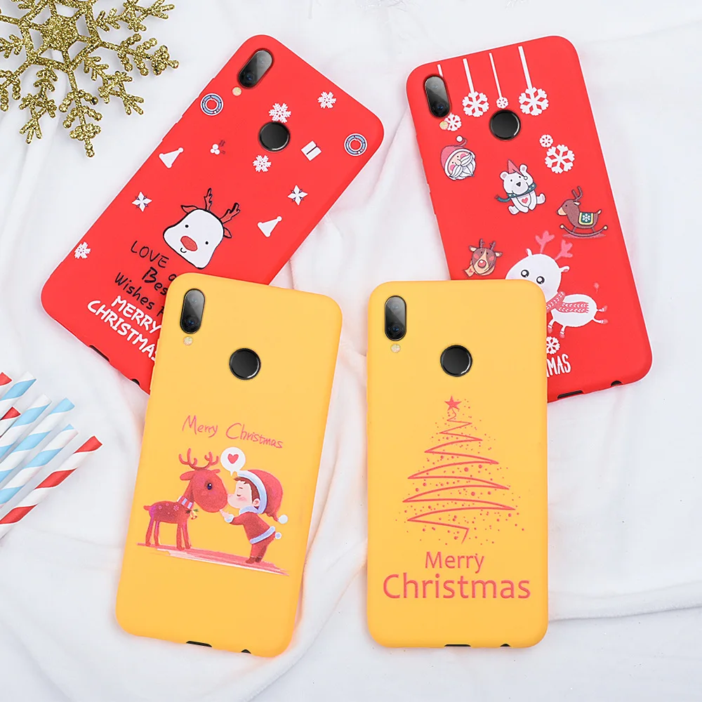 Swalle Christmas Cartoon Deer Phone Case for red mi note 6 7 8 pro Cute Silicone yellow/ Back Cover xiao 9 se | Мобильные телефоны