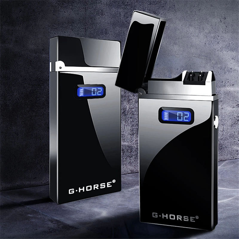  LED Display Cigarette Lighter Charging Electric Lighter Windproof USB Electronic Lighter Plasma Arc