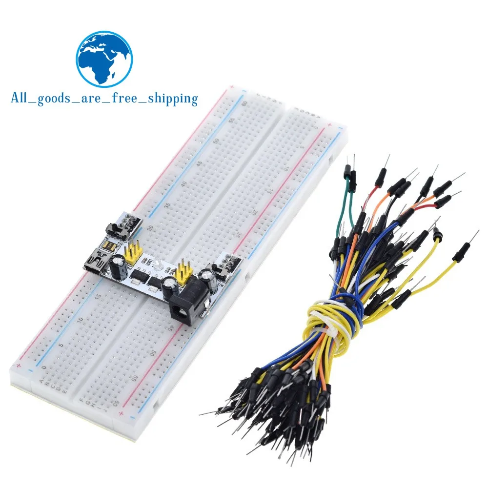 Модуль питания макетной платы MB102, макетная плата 3,3 В/5 В, макетная плата MB 102 830 точек, макетная плата для комплекта arduino, 65 перемычек, оптовая продажа|Интегральные схемы|   | АлиЭкспресс