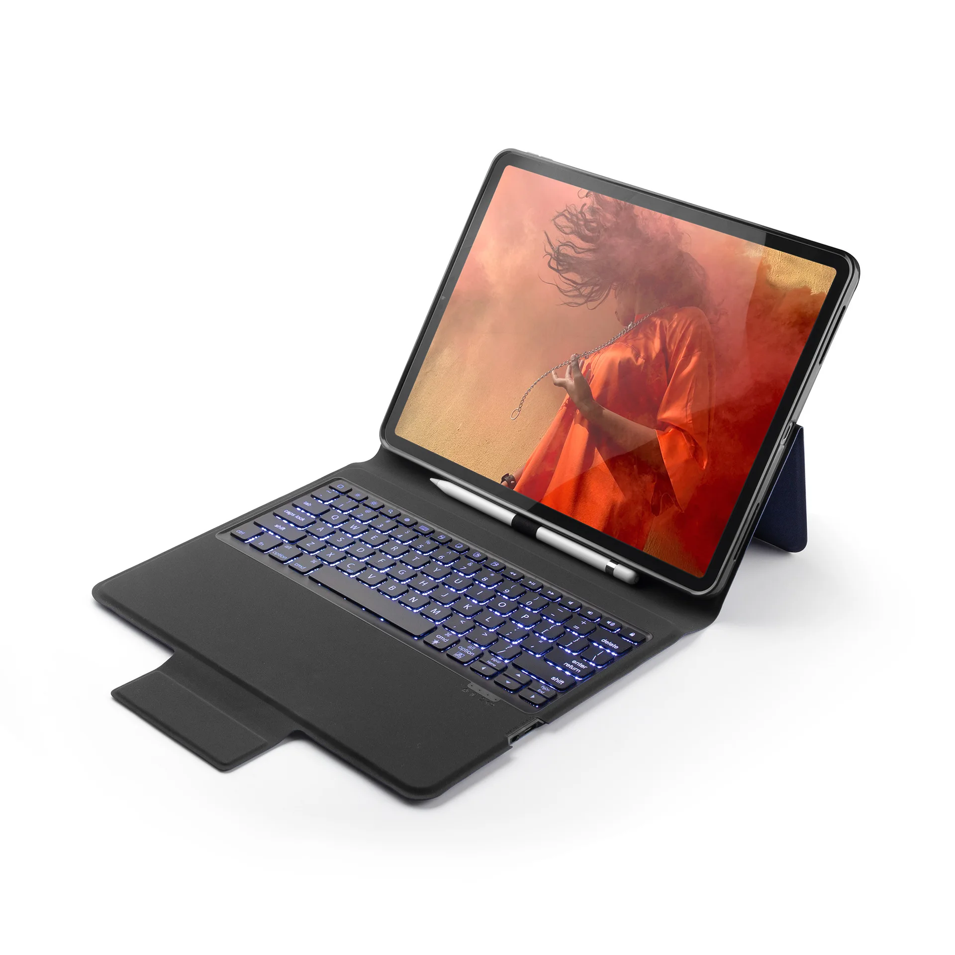 

2018-IPadpro12.9 Third Generation Bluetooth Keyboard Seven-Color Backlight Top Grade Leather Case P129S