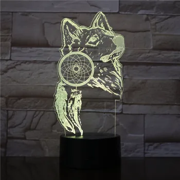 

Creative 3D LED Novelty Wolf Dream Catcher Touch Able Lamp Night Light For Bedroom Sleeping Visual Lighting Gifts USB Decor Lamp