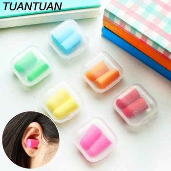 

1 Pair Candy Ear plugs Protector Working Earplug Foam Plastic Box Packaging Anti Noise Sleep Study Helper