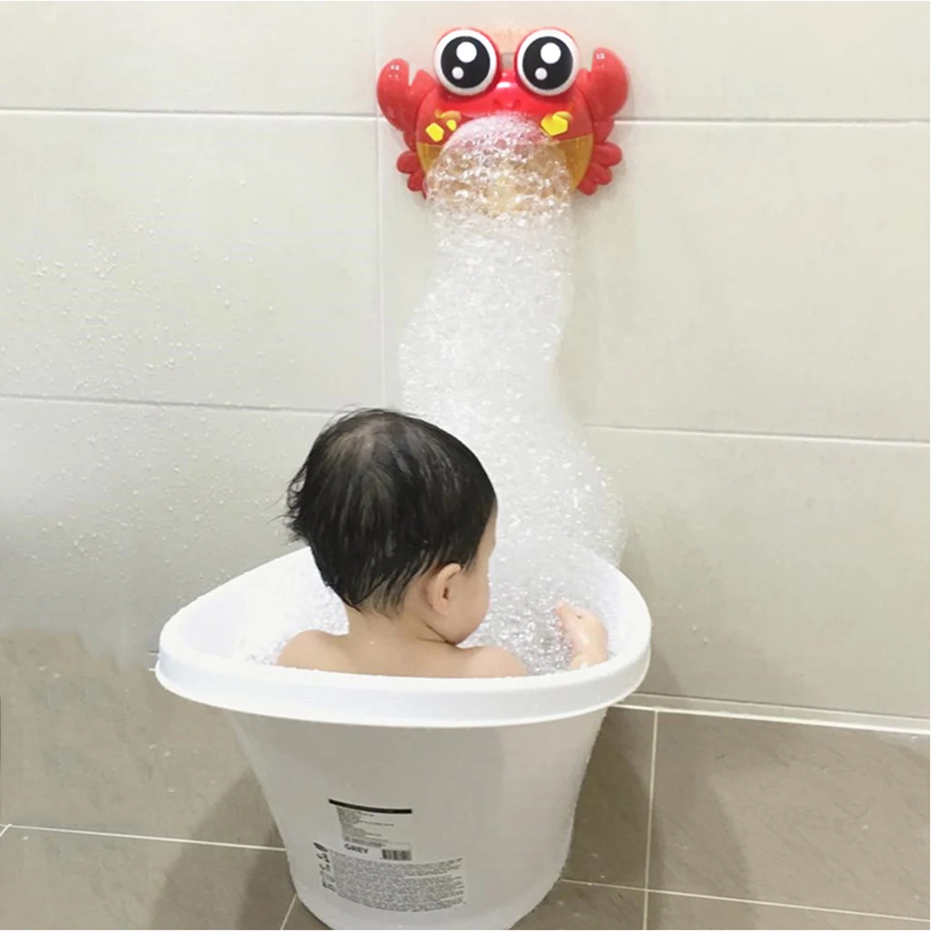 , Adorable Crab Automatic Bubbles Blower Kids Toddlers Swiming Bathing Water Toy with Music & Sucker