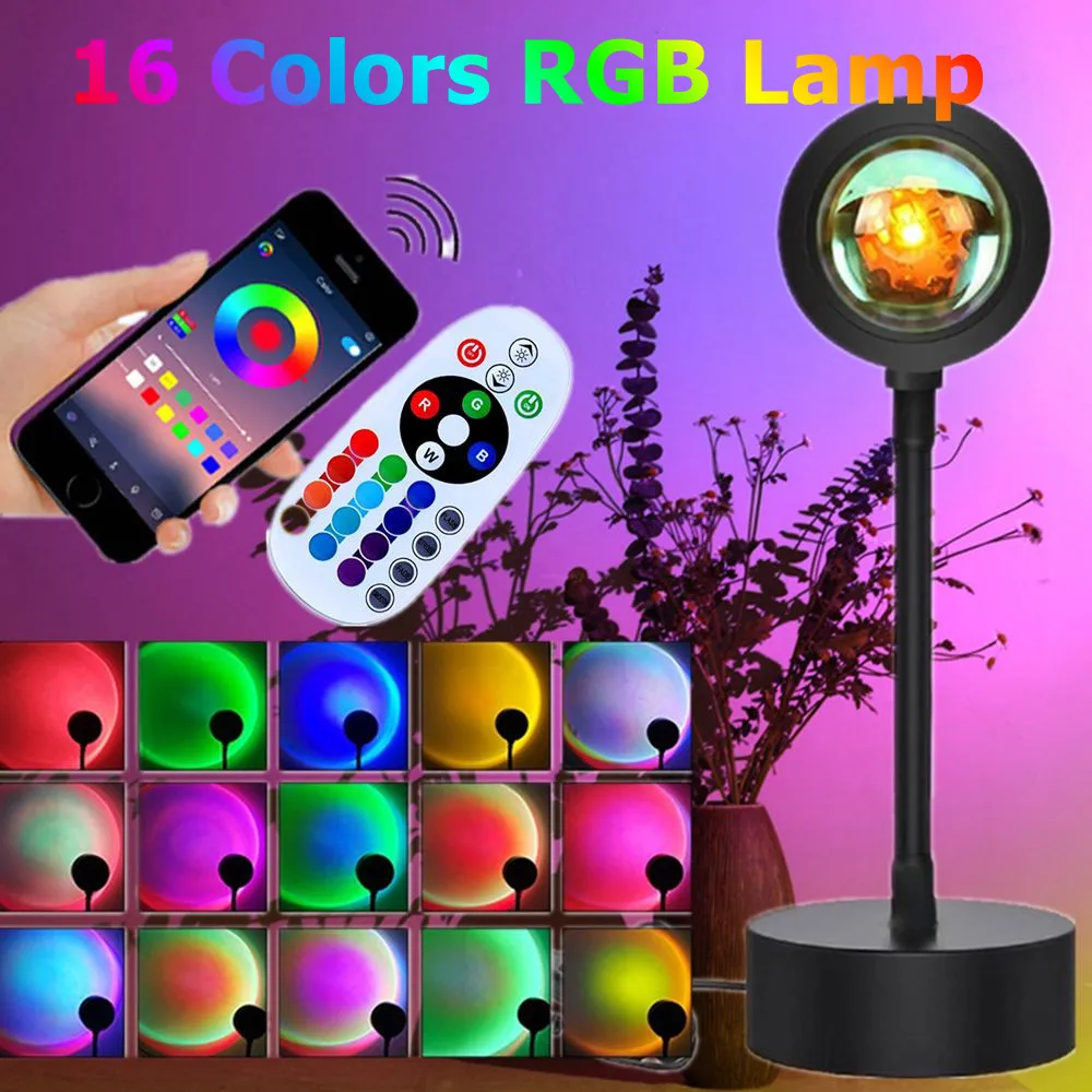 USB Rainbow Sunset Lamp APP Color RGB LED Night Light Room Decor Home