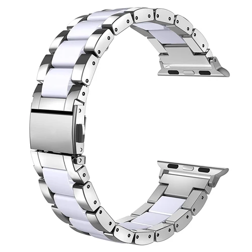 Роскошный чехол-книжка с ремешком для наручных часов Apple Watch, ремешок 42 мм, 38 мм, Версия 44 мм 40 мм наручных часов iwatch, ремешок series 5/4/3/2/1 Керамика& 316L браслет из нержавеющей стали - Цвет ремешка: 2