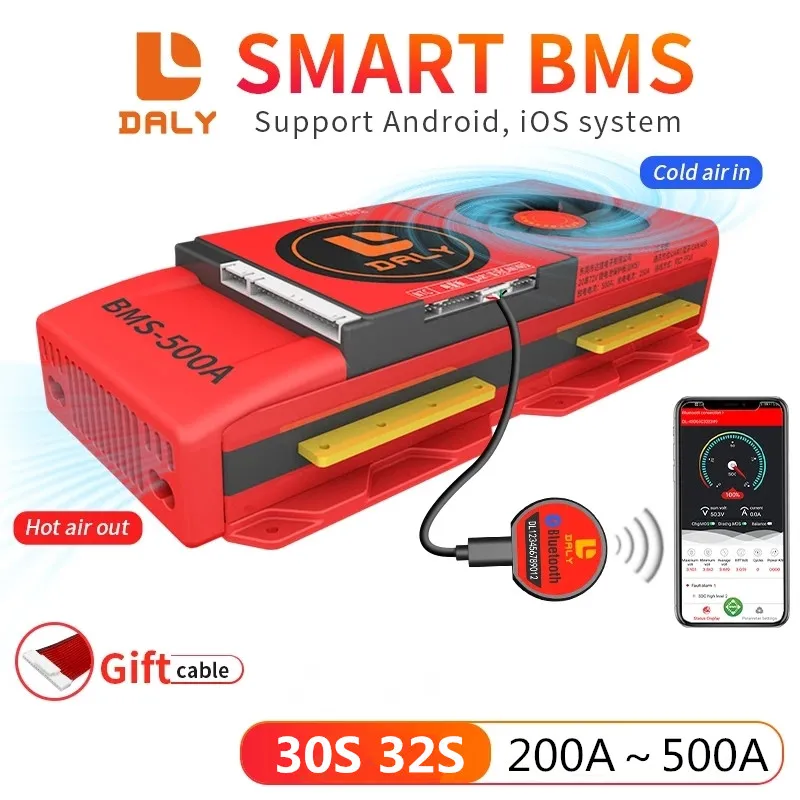 DALY 태양광 시스템용 스마트 BMS, 팬 BT RS485 UART UCAN 포함, 96V, 32S, 300A, 250A, 200A, 96V, 30S 피크, 450A, LiFePO4 BMS, 120V