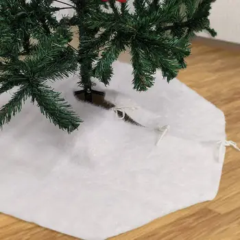 

39.4in White Plush Christmas Tree Skirts Nonslip Fur Carpet Merry Christmas Decoration For Home Tree Skirts Christmas Tree Decor