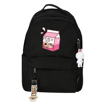 

Peach Milk Women Cute Backpack Pink Bookbag Mochila Mini Bagpack Cartoon Travel Backpack Nylon School Bags for Teenage Girls