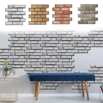 

3D Tile Brick Wall Sticker Living Decor Waterproof Self-adhesive Waterproof Foam Panel Backdrop Decor DIY Wall Sticker Decals