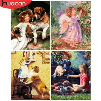 

HUACAN Painting By Numbers Girl Kits Drawing Canvas HandPainted Figure Picture Animal Home Decoration Gift Art DIY