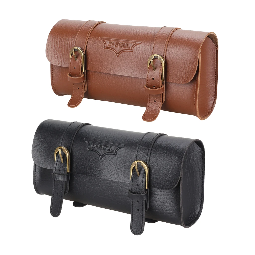 PU Leather Retro Bicycle Handlebar Bag Cycling Bike Front Pouch Pack