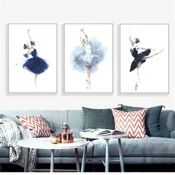 

European-Style Frameless Painting Core Modern Minimalist Watercolor Ballet Dancer Living Room Wall Decorative Painting