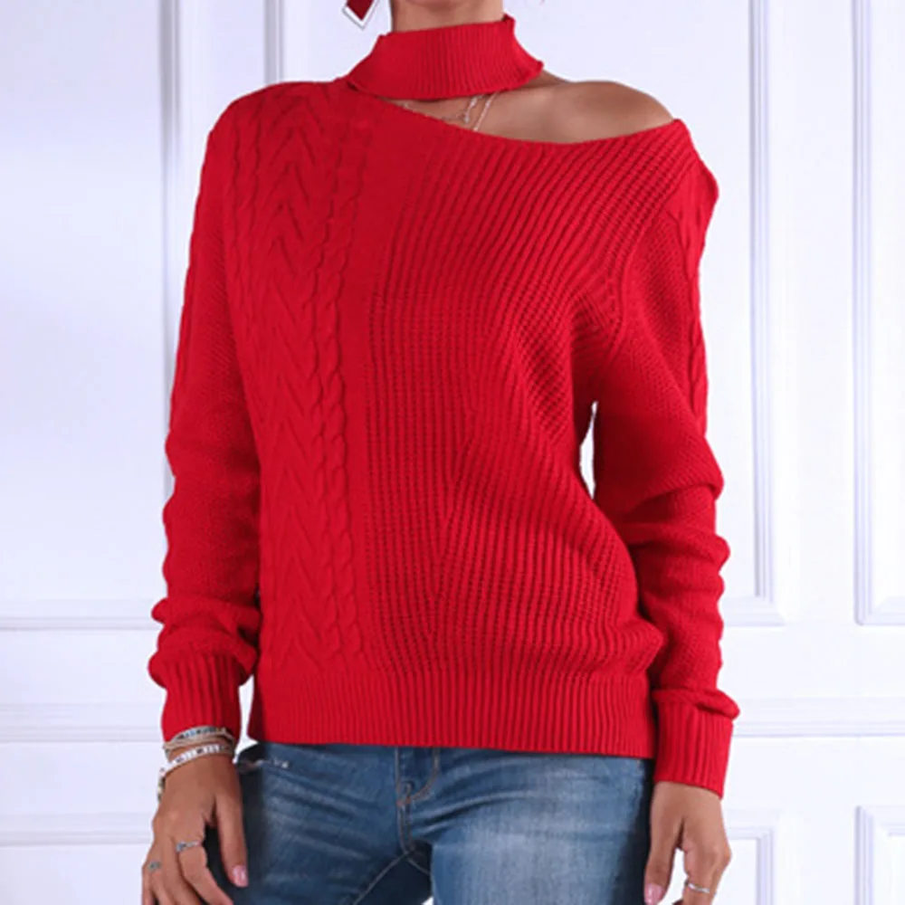 Off Shoulder Sweater Women Winter Solid Color Plain knitting Pullovers Female Autumn Casual Loose Sexy Streetwear Lazy Oaf Tops Off Shoulder Sweater Women Winter Solid Color Plain knitting Pullovers Female Autumn Casual Loose Sexy Streetwear Lazy Oaf Tops