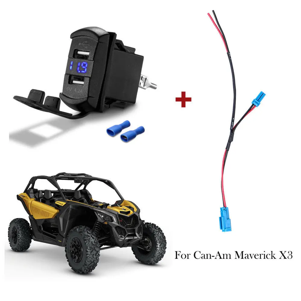 UTV ATV автомобильное зарядное устройство двойной USB переключатель светодиодный фонарь порт питания проводка Пигтейл для Can-AM Maverick X3 can am для Polaris RZR Ranger - Цвет: Красный