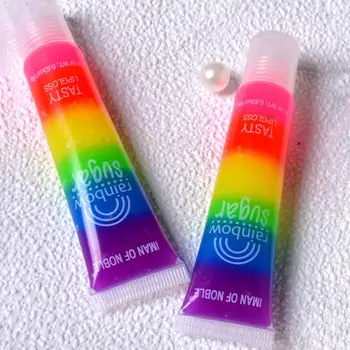 

Rainbow Lip Gloss Sugar Tasty Transparent Lipstick Clear Oil Sexy Cute Fruit Lip Balm Makeup Lip Stick Moisturizing Lipgloss
