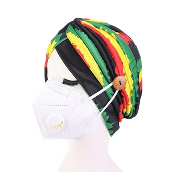 

Muslim Turban Ears Protection Hair Caps Button Wearing Mask Ladies Headwear Face Mask Partner Headwrap Styling Accessories Hair