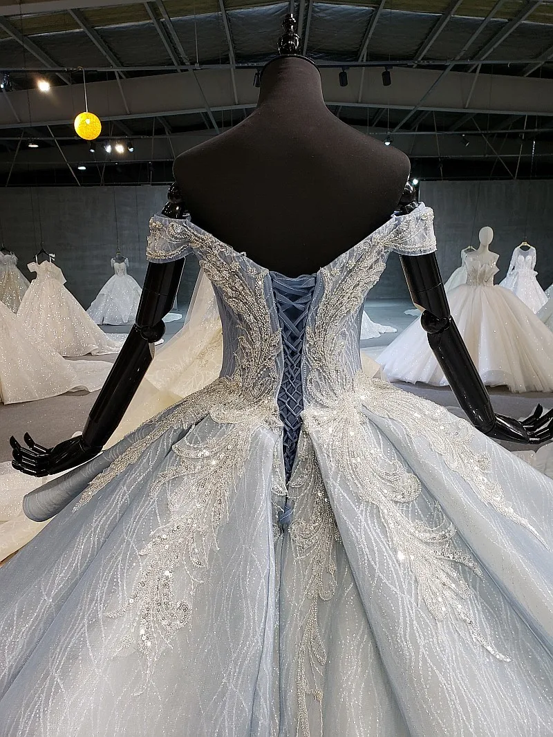 BacklakeGirls Robe Mariage голубое свадебное платье Многоуровневое сексуальное свадебное платье с v-образным вырезом и открытыми плечами Пышное Бальное платье для невесты Trouwjurk