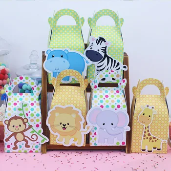 

12PCS Baby Shower Favors Safari Animal Wild Favor Box Candy Box Souvenir Boy/Girl Kids Event & Party Supplies