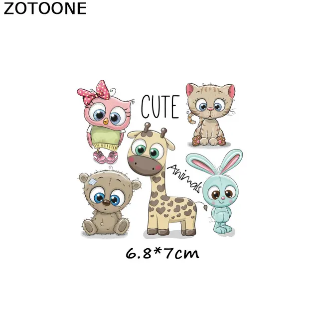 ZOTOONE Cute Cartoon Animal Patches Heat Transfer Iron on Patch for T-Shirt Children Gift DIY Clothes Stickers Heat Transfer G 1091