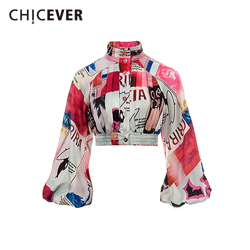 CHICEVER, женские блузки с рюшами, водолазка, фонарь, длинный рукав, туника, короткие рубашки, женская мода, одежда, новинка