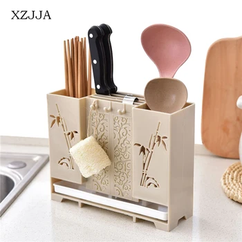 

XZJJA Creative Wall Mounted Kitchen Tableware Storage Holder Chopsticks Fork Spoon Drain Drying Rack Kitchen Cutlery Organizers