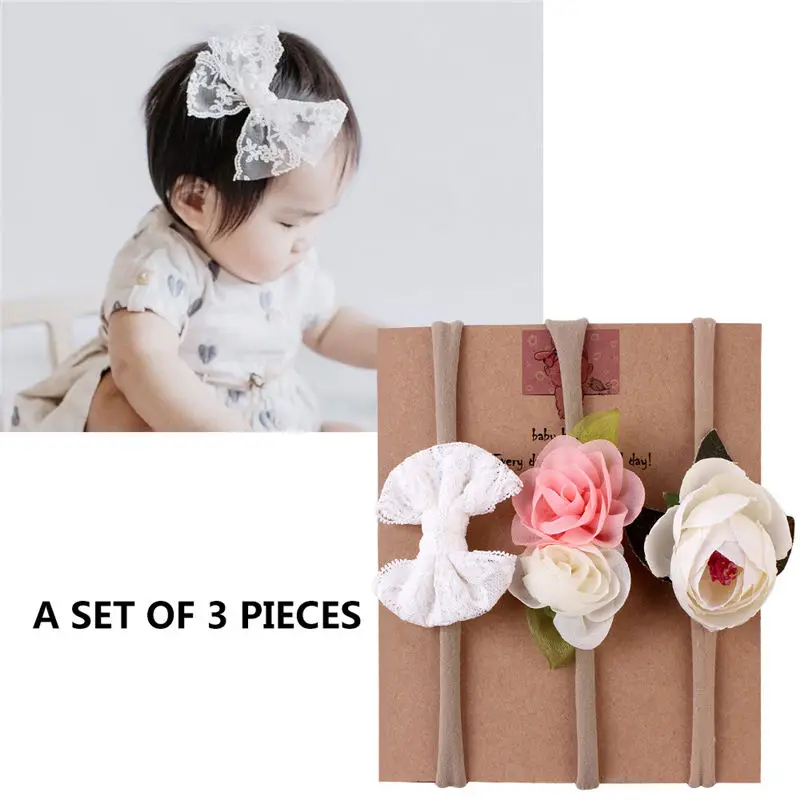 

3pcs Baby Headbands Flower Girl Hairbands Newborn Head Wrap
